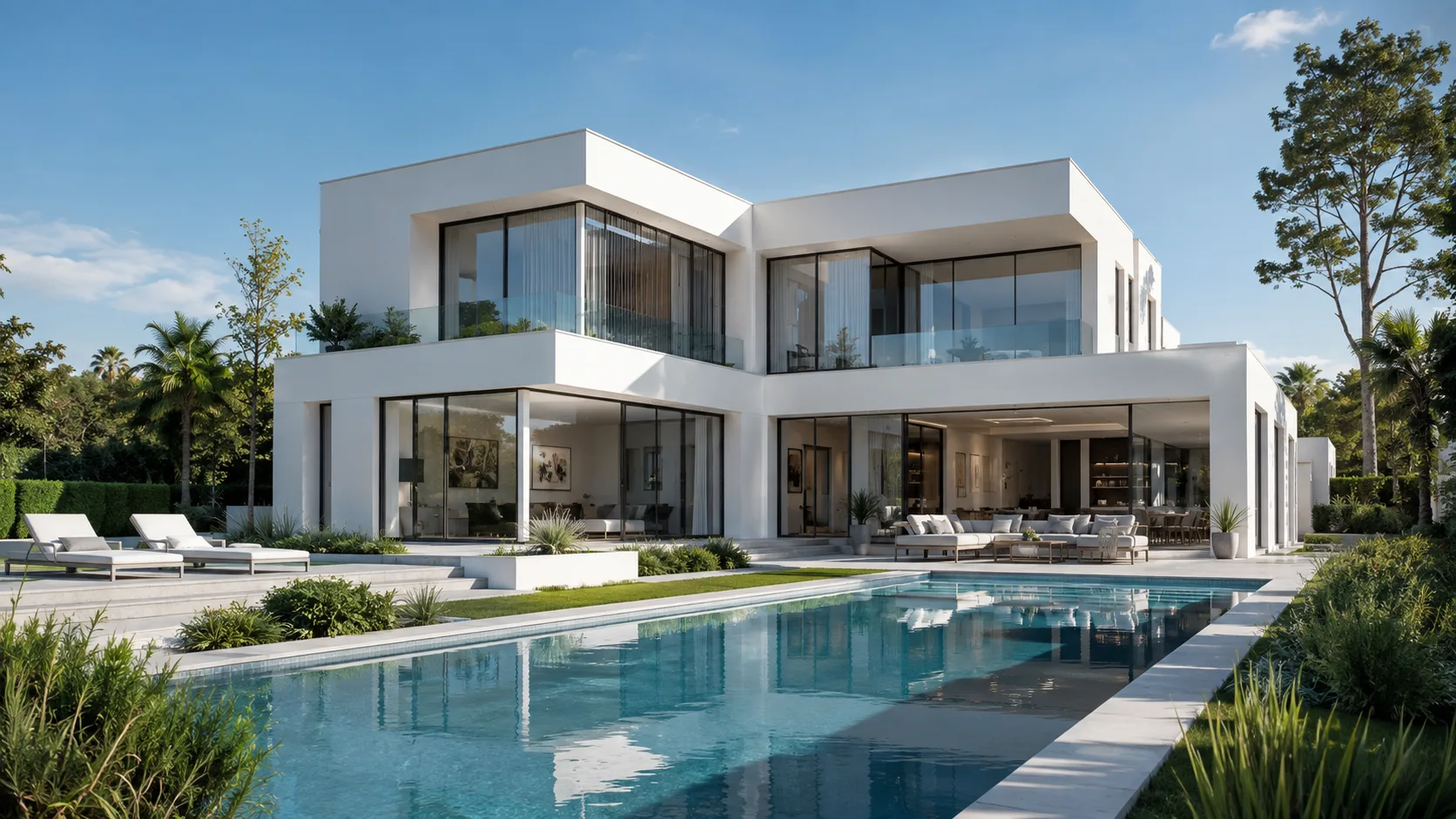 Vivienda unifamiliar contemporánea con jardín y piscina
