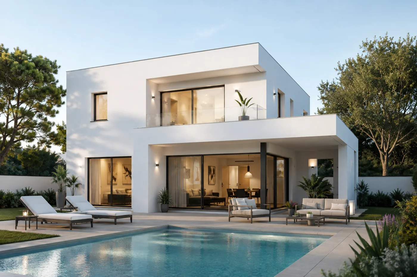 Vivienda unifamiliar contemporánea de dos plantas con piscina